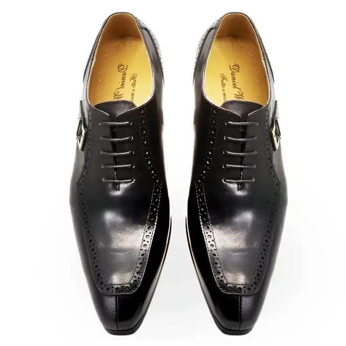Chaussures provoqué pointues en cuir véritable pour hommes