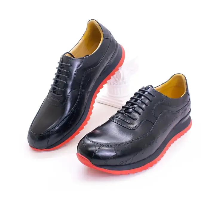 Baskets en cuir véritable à lacets pour hommes