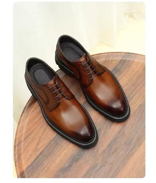 Chaussures habillées pour hommes fabriquées à la main en cuir bout pointu grande taille mariage de luxe Style européen chaussures haut de gamme qualité élégante