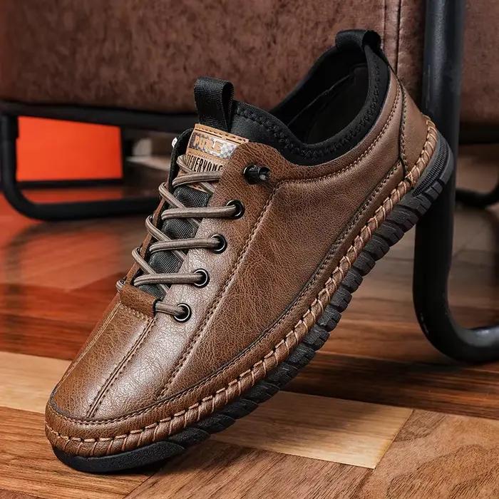 Chaussures en cuir véritable décontractées pour hommes style britannique tendance confortables et durables pour toutes occasions