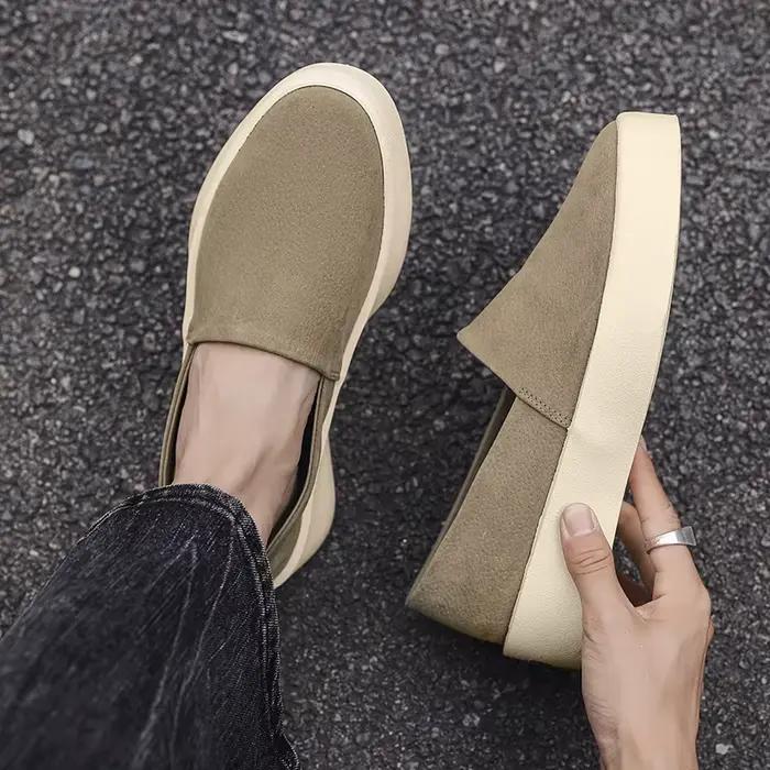 2025 nouveaux hommes velours haricot chaussures à la mode une étape ensemble