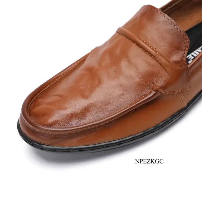 Mocassins à enfiler en cuir véritable pour hommes