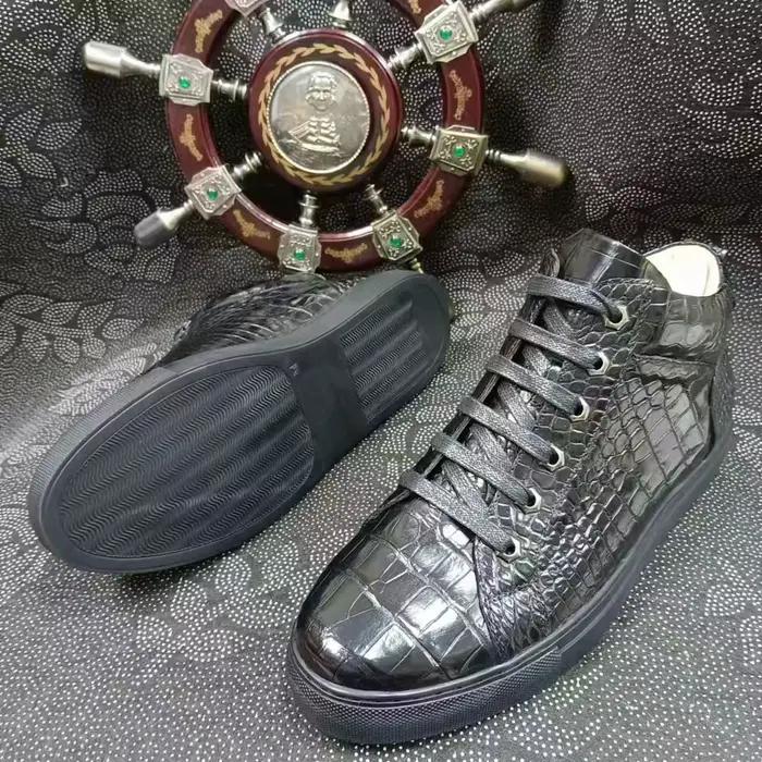 Baskets de luxe en peau de Crocodile pour hommes, 100% authentiques, durables, solides, de qualité supérieure, bottes