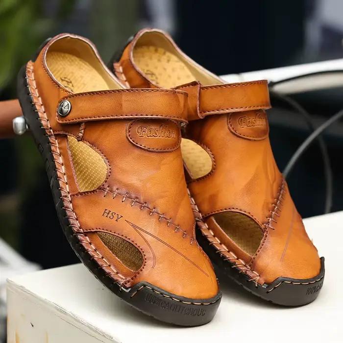Pantoufles de plage en cuir pour hommes