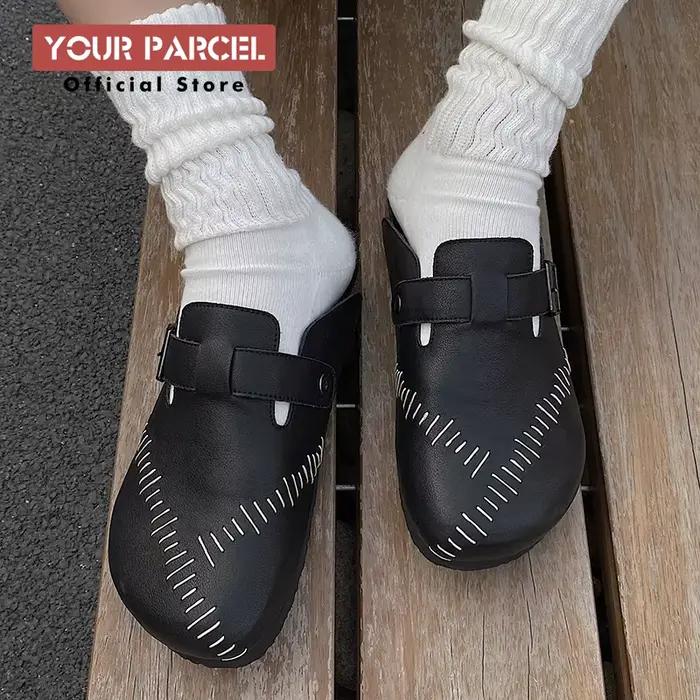 Nouvelles pantoufles d'été pour hommes avec une niche en cuir verni couture design chaussures Birken corknon