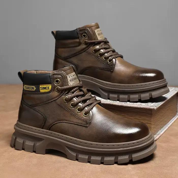 Bottes décontractées britanniques pour hommes, quatre saisons, à tige haute, semelle souple, antidérapantes, confortables, chaussures de marche en plein air, mode jeunesse, bottes de travail Joker