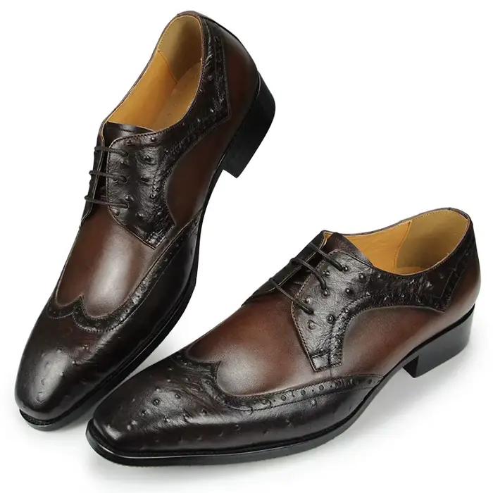 Chaussures Derby classiques en cuir de vache véritable pour hommes