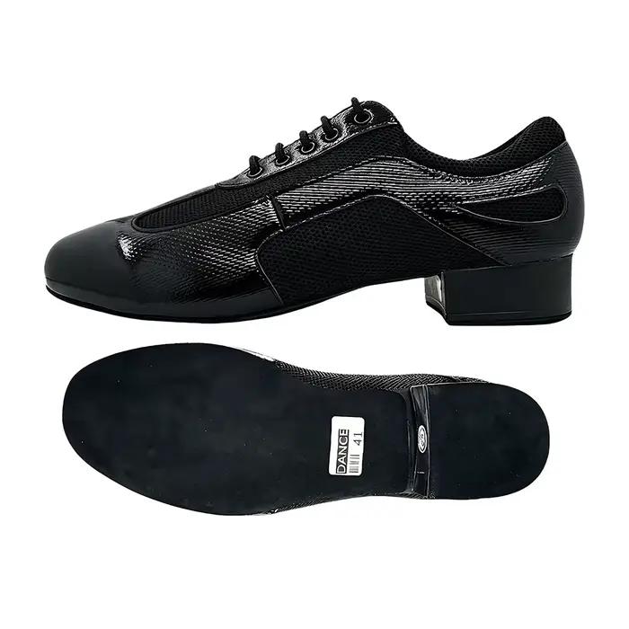 Chaussures de danse latine pour hommes en cuir de vache véritable avec semelle en daim ou en caoutchouc pour entraînement professionnel et compétitions de danse