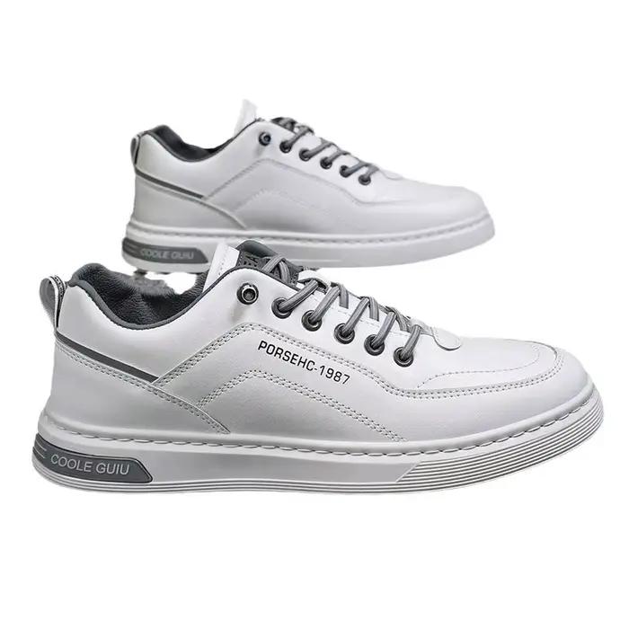 Chaussures décontractées homme en cuir véritable à bout rond semelle caoutchouc pour homme style tendance et confort durable occassions décontractées