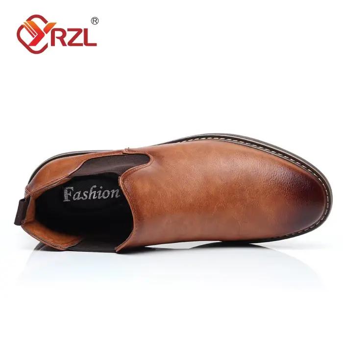 Bottes Chelsea YRZL en synthétique pour homme, style rétro, confortables, étanches, hauteur de cheville, talon bas, bout pointu, ajustement parfait, pour printemps automne, occassions variées