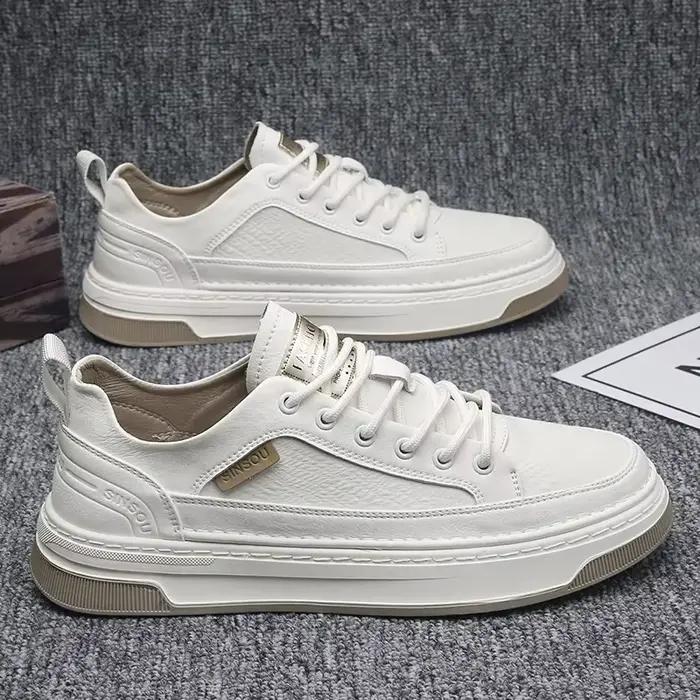 Chaussures en microfibre et PU décontractées YEAE pour homme, baskets plates noires et blanches, pour loisirs et travail, confort et style élégant