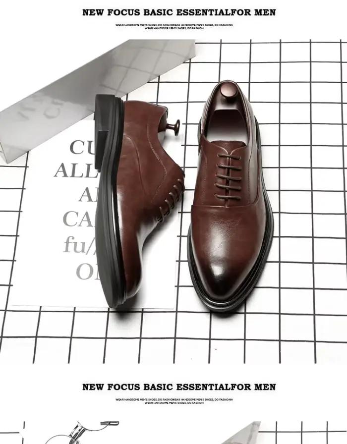 Chaussures britanniques en cuir à bout pointu pour hommes