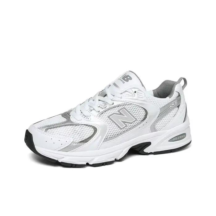 New Balance NB 530 Mesh, chaussures de course basses respirantes en cuir synthétique unisexe argent blanc