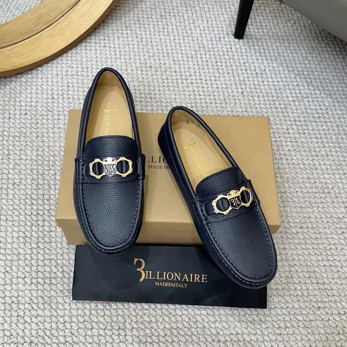 BILLIONAIRE BLLIYOSS hommes chaussures litchi à motifs cuir de veau confort haute qualité en plein air européen métal vieux argent nouvellement riche