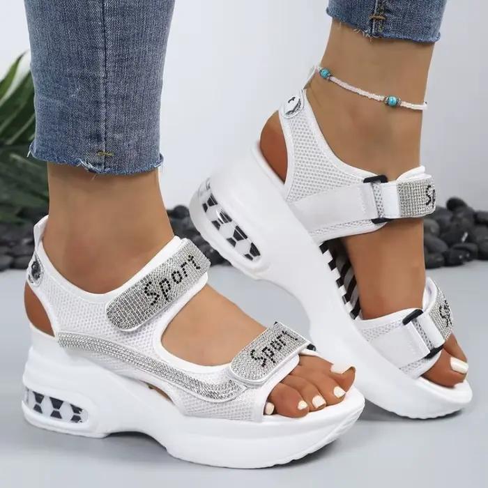 Sandales d'été à bout rond pour femmes, confortables, décontractées et élégantes pour occasions estivales et décontractées