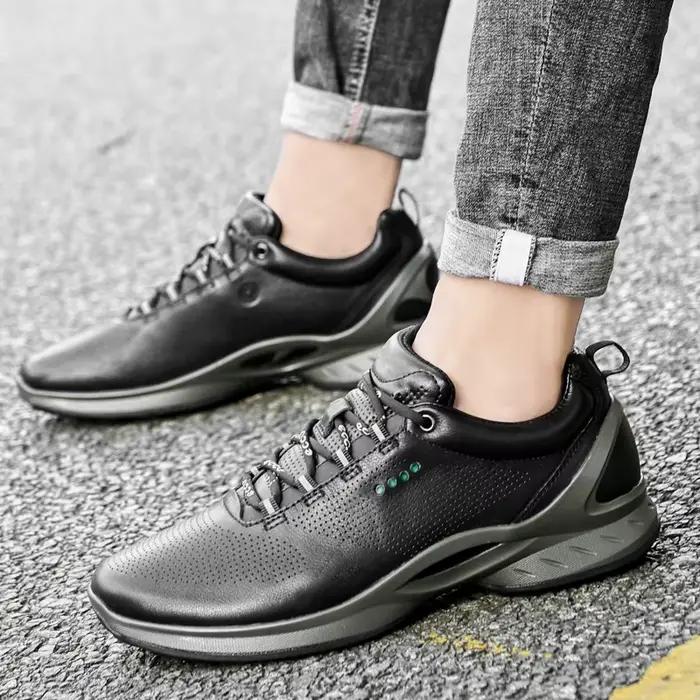 Chaussures décontractées confortables athlétisme Sport hommes chaussures en cuir véritable chaussures pour hommes noir baskets mode léger luxe homme