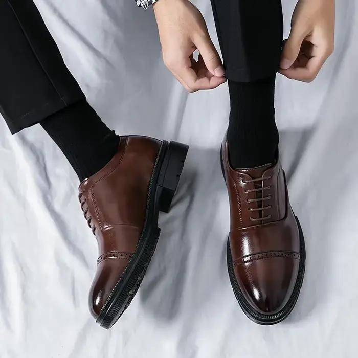 Luxe hommes plate-forme en cuir Oxford chaussures