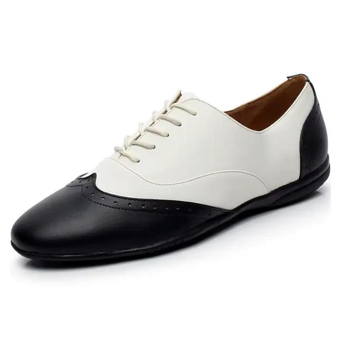 Chaussures de danse latine homme professionnelles en cuir blanc et noir pour salsa et tango grandes tailles occasions spéciales