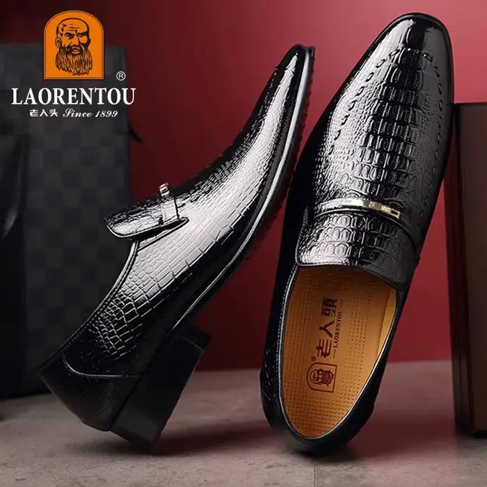 Chaussures d'affaires britanniques en cuir véritable pour hommes