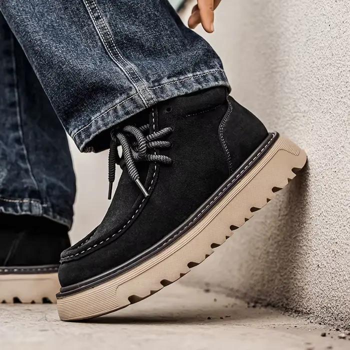 Bottes en daim rétro pour hommes, baskets montantes confortables et élégantes pour occasions spéciales style de rue printemps automne
