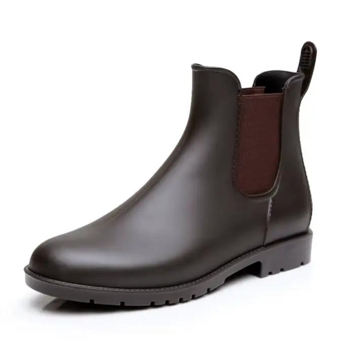 Sourire marron imperméable anti-dérapant bottes courtes Chelsea