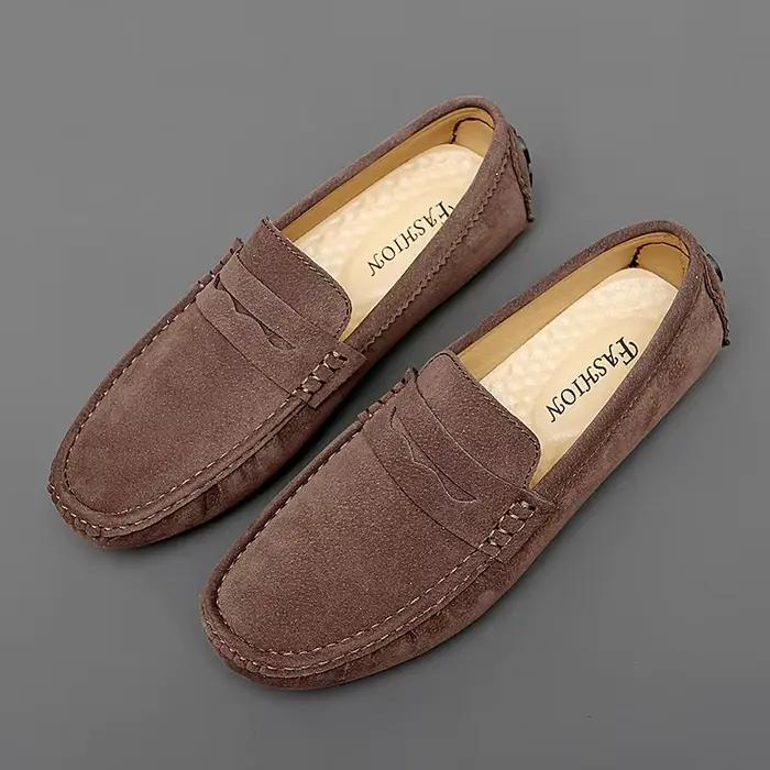 Chaussures pour hommes mocassins en cuir suédé mode