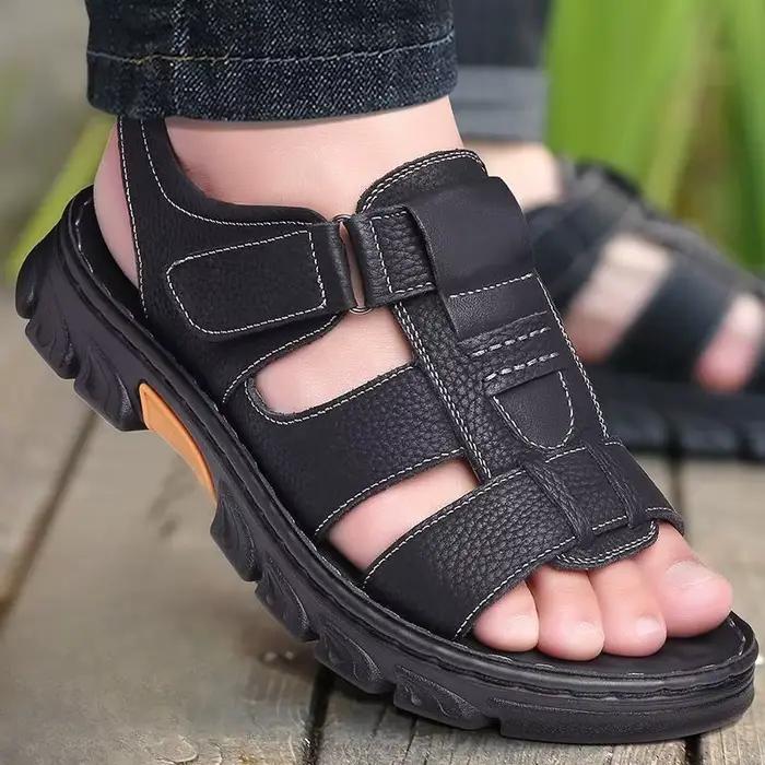 Sandales classiques pour hommes, nouvelles chaussures de plage, sandales romaines rétro pour hommes, sandales en cuir véritable, sandales de sport à la mode pour hommes, taille 38-46