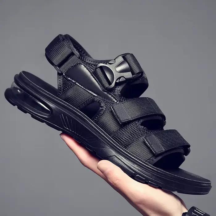 Sandales en cuir noires pour hommes
