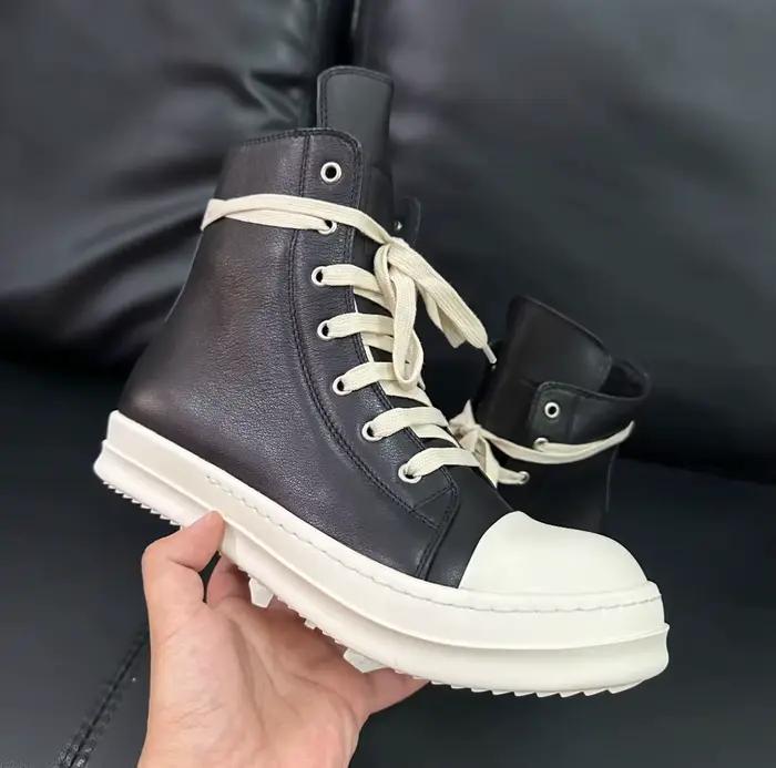 R-o génieux cuir noir haut chaussure de luxe qualité hommes bottes fermeture éclair femmes Sneaker chaussures décontractées Design classique bottine
