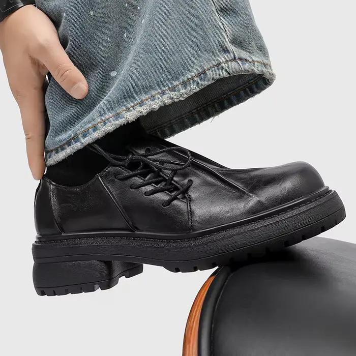 Chaussures derby homme en cuir fendu avec semelle caoutchouc respirante pour printemps automne et loisirs affaires