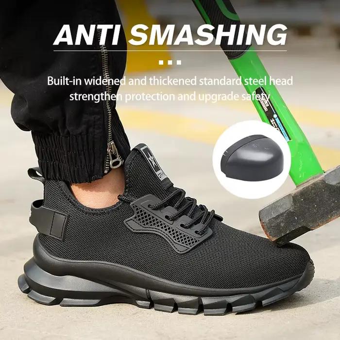 Chaussures de sécurité légères pour hommes 2026 avec embout en acier – Baskets de travail protectrices anti-écrasement et anti-perforation – Chaussures indestructibles