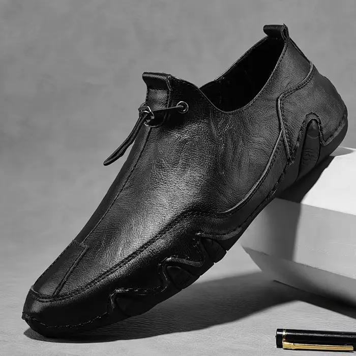 Mocassins HUMOR RABBIT en cuir fendu imperméables pour homme décontractés printemps automne à lacets pour toutes occasions