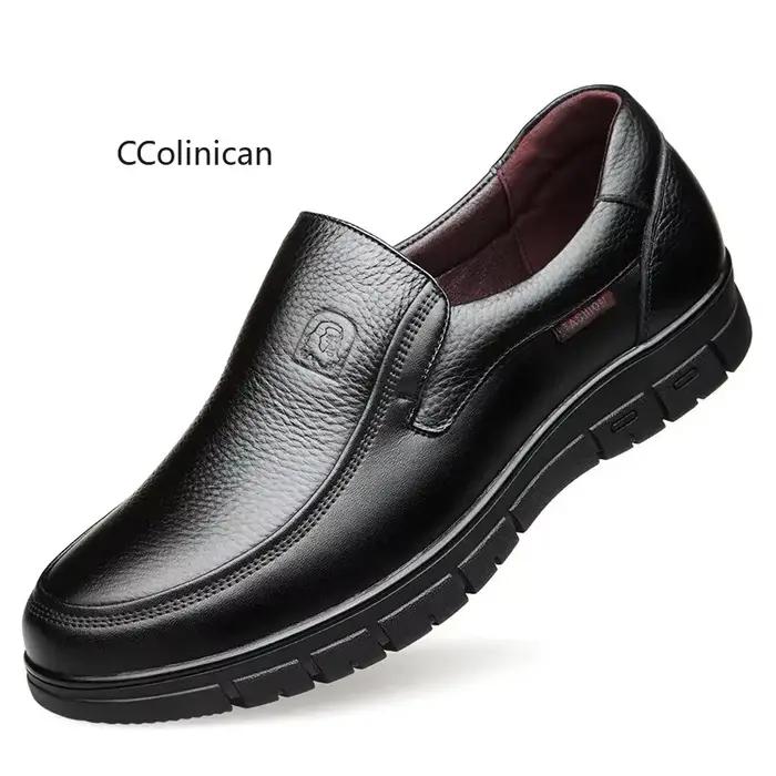 Hommes en cuir véritable Businenss mocassins chaussures faites à la main antidérapant homme plat conduite marche homme doux luxe papa robe chaussures de bureau
