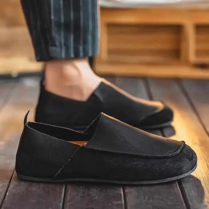 Homme mocassins en plein air marche mode hommes chaussures décontractées en cuir souple confort demi pantoufles