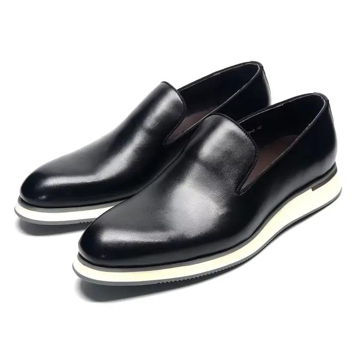 Chaussures mocassins classiques en cuir véritable pour hommes