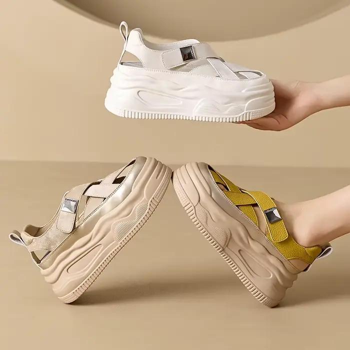 Baskets Chunky Respirantes en Maille et Cuir