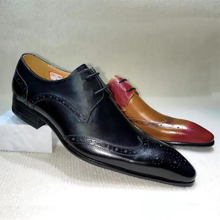 Chaussures richelieu en cuir véritable marron