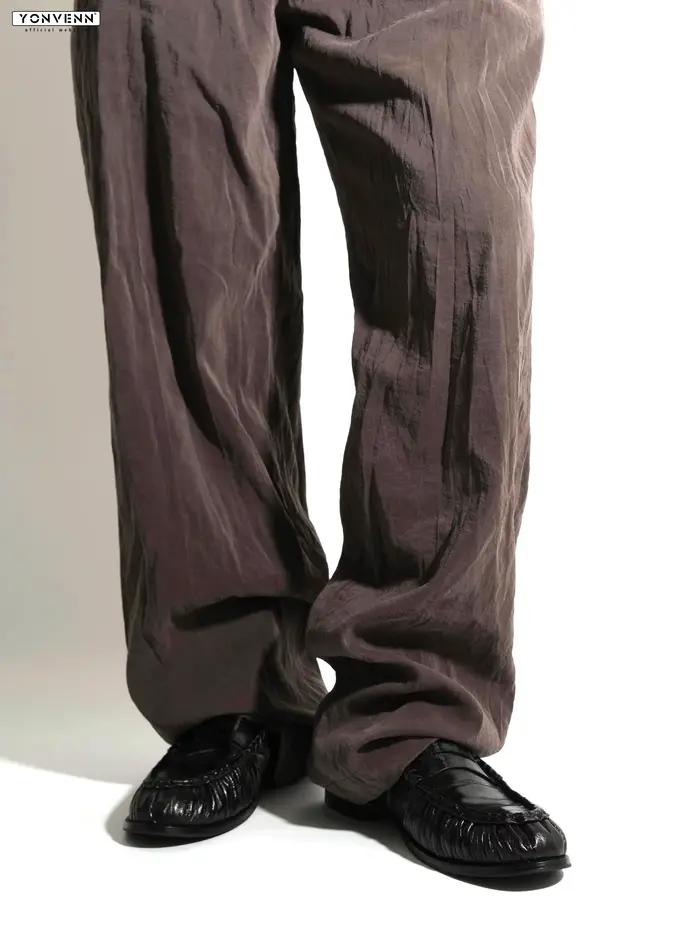 Mocassins en peau de anguille plissée et cuir de vachette pour homme, mocassins habillés à enfiler, élégants pour le travail décontracté et les trajets quotidiens