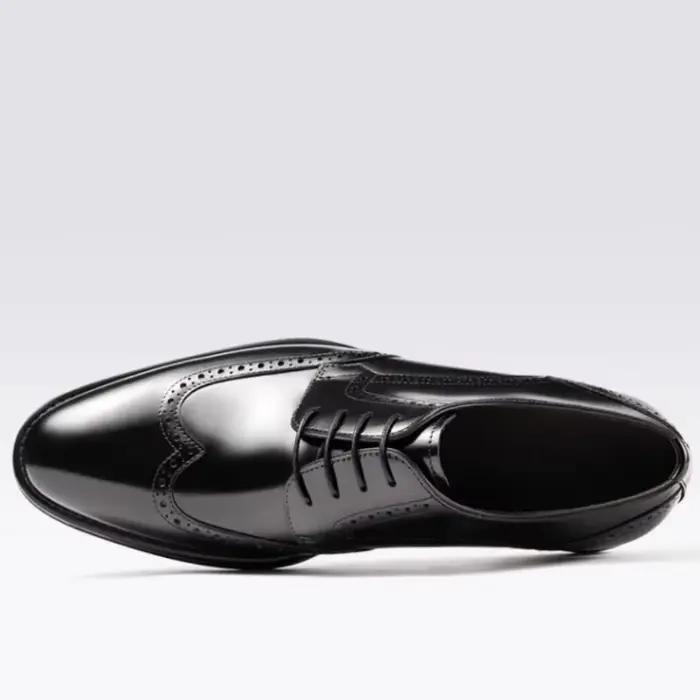 Chaussures Oxford en cuir d'affaires pour hommes avec lacets, tige en cuir véritable, pour vêtements de cérémonie, chaussures de marié de mariage