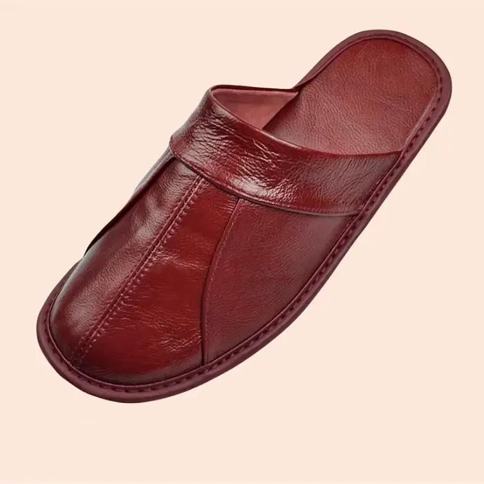 Chaussons de Confort Premium pour Hommes en Cuir Véritable Noir