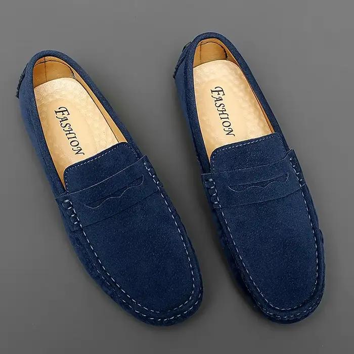 Chaussures pour hommes mocassins en cuir suédé mode