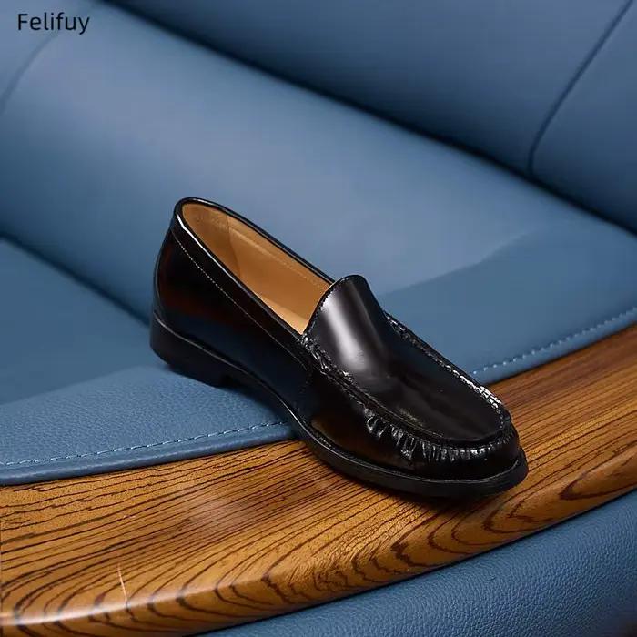 Mocassins pour Hommes 2026 en Cuir Véritable – Chaussures Décontractées à Enfiler Noires pour Conduite et Extérieur