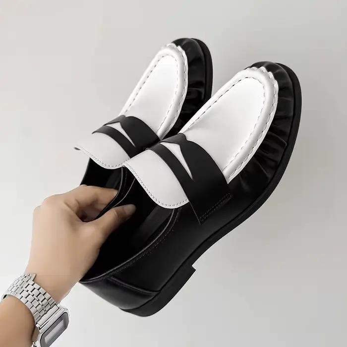 Mode noir hommes mocassins concepteur affaires chaussures en cuir confortable sans lacet chaussures décontractées antidérapant marche plat conduite chaussures