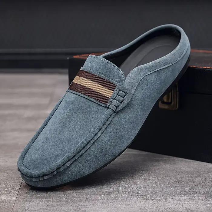 Mules d'été en daim et cuir