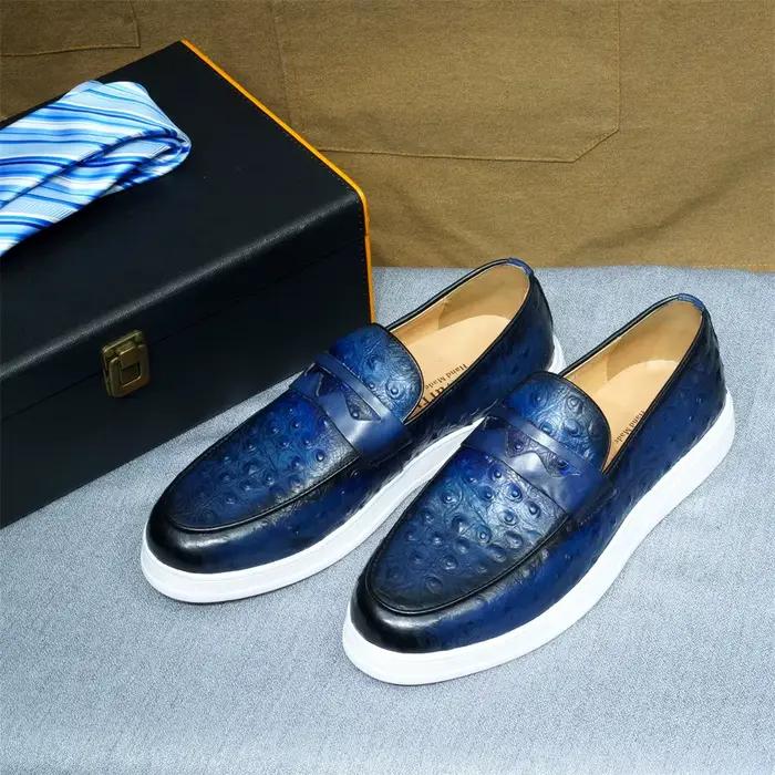 Chaussures décontractées en cuir véritable mocassins à enfiler pour homme pointure 38 à 50 couleurs bleu noir rouge ocasions décontractées printemps automne