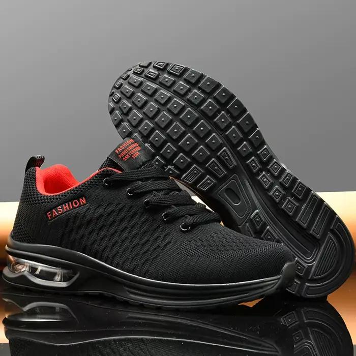 Chaussures de sport pour hommes, confortables, à la mode, à lacets, décontractées, antidérapantes, résistantes à l'usure, chaussures de course en maille pour l'extérieur
