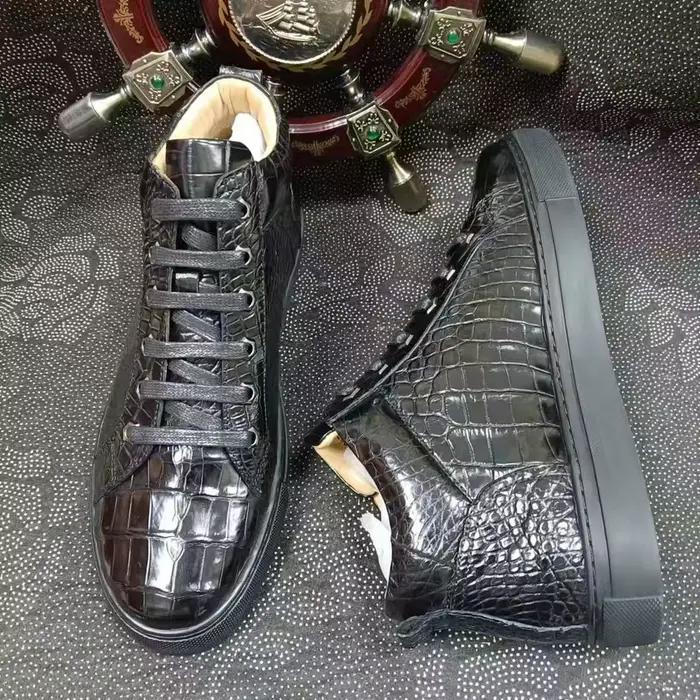 Baskets de luxe en peau de Crocodile pour hommes, 100% authentiques, durables, solides, de qualité supérieure, bottes