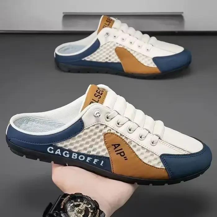 Hommes demi pantoufles pour hommes classique été chaussures décontractées respirantes semelle souple chaussures de soutien à fond plat en plein air homme Sneaker Zapatos