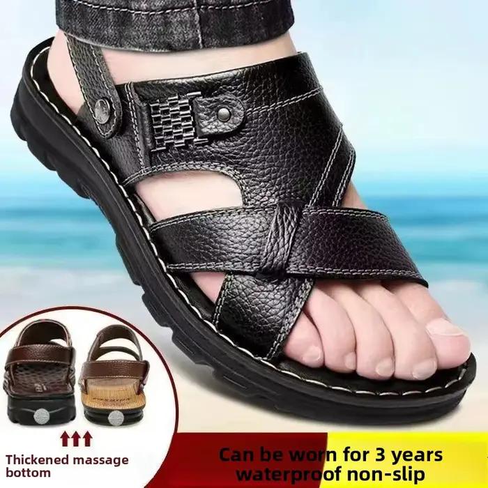 Sandales d'été pour hommes, imperméables, antidérapantes, semelle souple, pantoufles de plage à double usage, chaussures de conduite, 2025