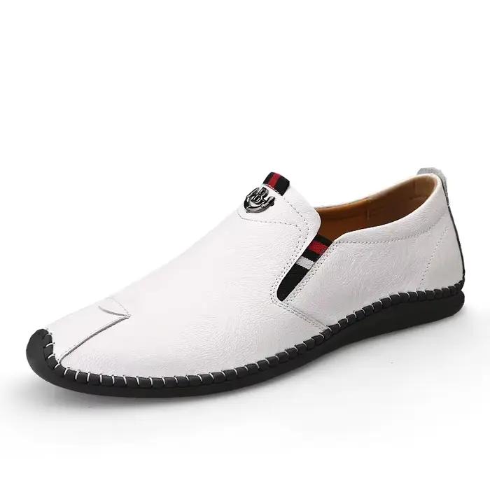 Mocassins plats en cuir véritable pour hommes, chaussures décontractées à pois Harajuku, confort, respirants, pour homme, printemps/automne, occasions spéciales